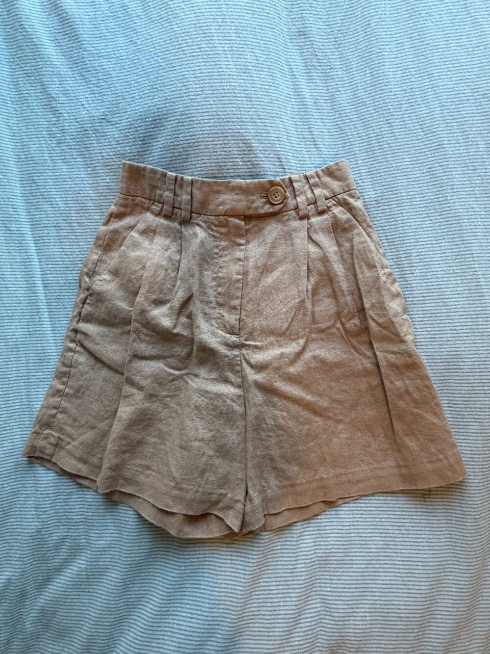 And Other Stories Tan Linen Shorts